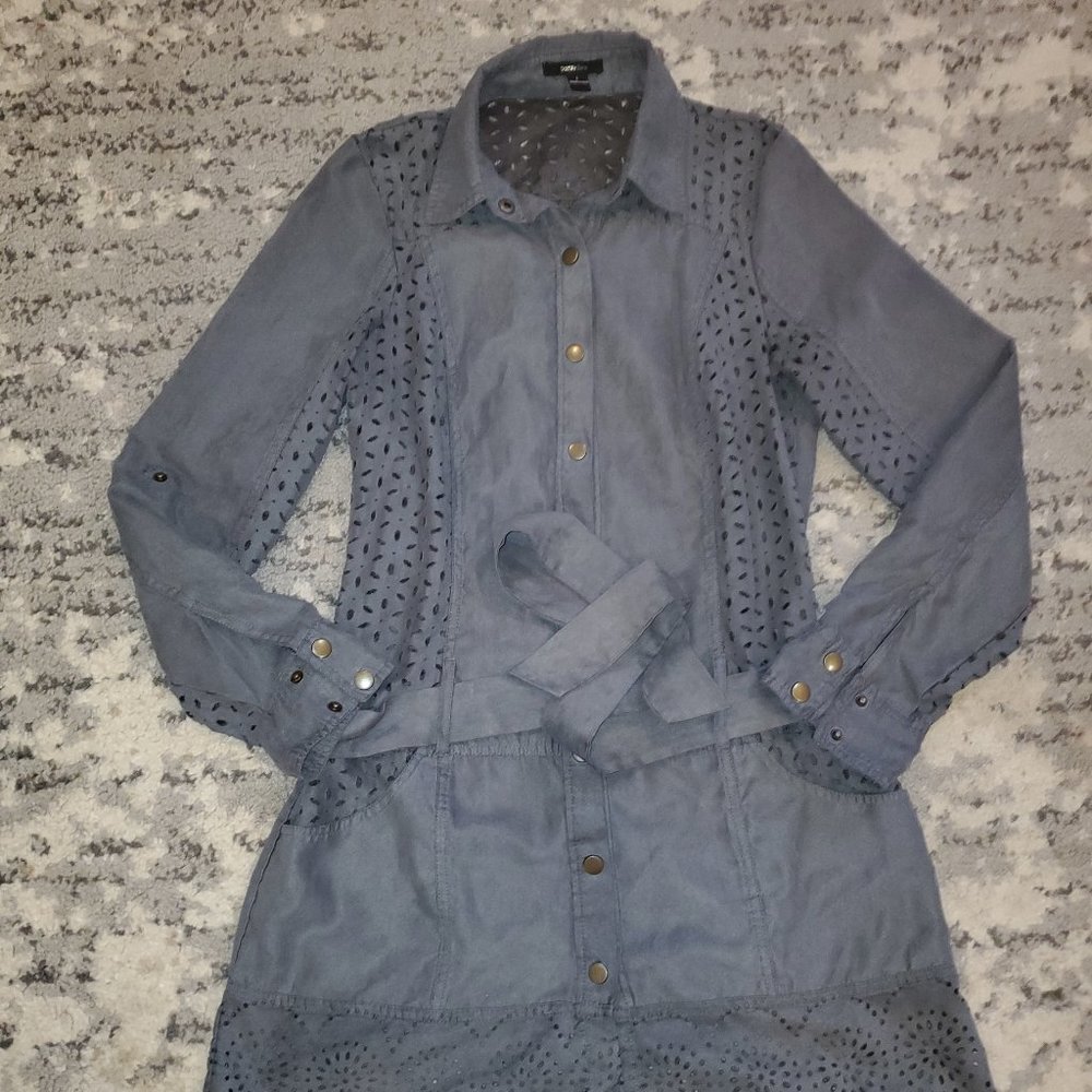 Double Zero Snap Button Down Belted Jacket shirtdress. Size L fits like a Medium